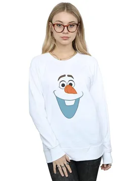 Women's Frozen Olaf Face Sweatshirt in White Size: Large - White - Size: L - Disney - FashionsVida