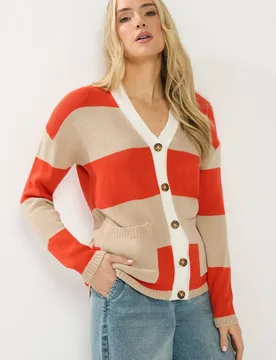 Women's Tall Stripe Cardigan Sweater Size: 22-24 - Multicolor - Size: 22-24 - Long tall sally - FashionsVida