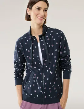 Sweat Jacke Soft Touch, #normale Größen, Farbe Blau, 46, weich gebürstete Baumwolle Innenseite angeraut Damen - Walbusch - FashionsVida