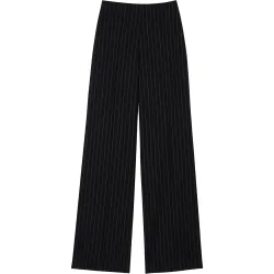 Pantalón de mujer recto y pierna ancha con rayas finas