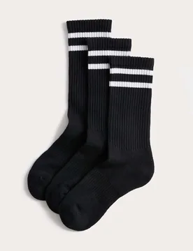 Pack Cotton Rich Striped Crew Socks Black Mix female - Goodmove - FashionsVida