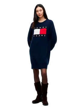 Robe Courte à Manches Longues Dw0dw23315 Dark Blue XS - Tommy Jeans - FashionsVida