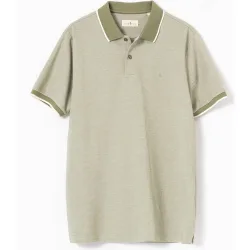 Polo de hombre cuello contraste algodón slim fit