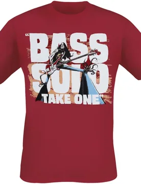 T-Shirt - Bass Solo Cartoon - S bis XXL - für Männer - Größe M - rot - Lizenziertes Merchandise! - Männer - male - Cliff Burton - FashionsVida