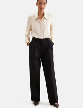Bundfaltenhose aus Baumwolltwill Schwarz 34 - Seidensticker - FashionsVida