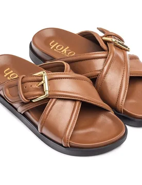 Sandalias planas de mujer de piel - Yokono - FashionsVida