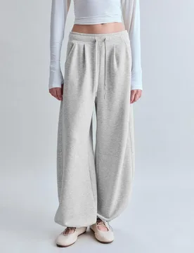Weiche Barrel-Jogginghose mit Stoppern Grau Melange XS - Stradivarius - FashionsVida