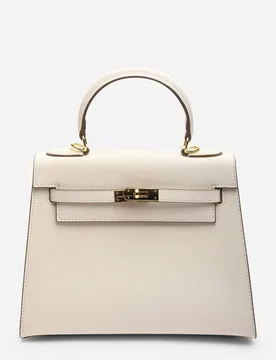Women's 'Lluvia' Top Handle Satchel Mini Tote Bag with Turn-Lock Closure in Cream - Cream - Size: One Size - Where's That From - FashionsVida