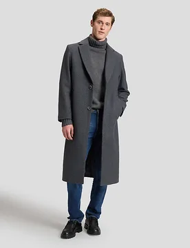 Relaxed Long Wool Car Coat Heather Grey Größe S male - Lee - FashionsVida
