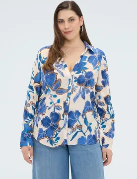 Camisa de mujer con estampado floral de viscosa para una sensación fresca y agradable en la piel - Fiorella Rubino - FashionsVida