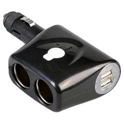 Twin Socket Adapter+2 Usb 12v Black One Size unisex