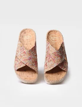 Alpargatas planas de mujer abiertas de tejido estampado - Toni Pons - FashionsVida