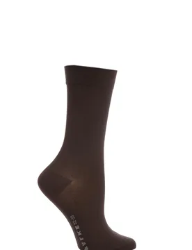 Pair Dark Brown Cotton Touch Anklet Socks Ladies 5.5-8 Ladies - - Brown - Size: Small - Falke - FashionsVida