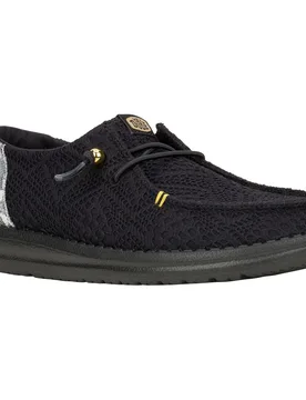Wendy Boho Crochet Womens Black Loafers - Size Uk 7 - HEYDUDE - FashionsVida