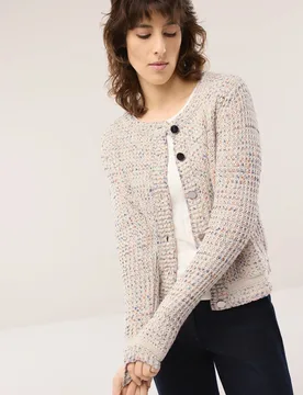 Strickjacke Bouclegarn, normale Größen, Farbe Weiß, 44, weiches Bouclégarn hergestellt in Italien Damen - Walbusch - FashionsVida