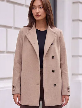 Women's Funnel Neck Coat in Natural Size: 18 - Natural - Size: 18 - Roman - FashionsVida
