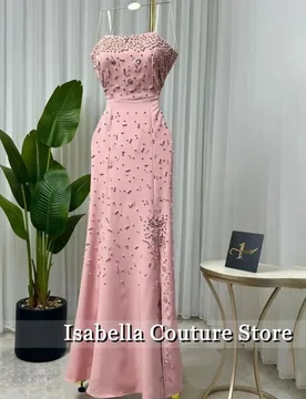 Isabella Pink Evening Gown Strapless Prom Dresses Beadings Trumpet Wedding Evening Dresses Corset Robes De SoiréE Customized - Aliexpress - FashionsVida