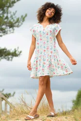 Women's Bookham Slub Jersey Dress Flower Press Size: 12 - Multicolor - Size: 12