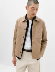 Pure Cotton Herringbone Overshirt​ Natural male