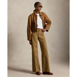 Pantalón campana de mujer de algodón elástico de tiro alto
