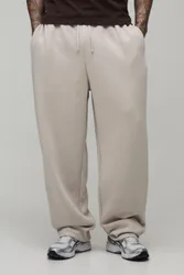 Mens Tall Balloon Fit Saint Tropez Embroidered Jogger - Beige Cotton - Size Medium