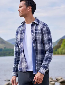 Sandalwood Mens Fleece Lined Long-Sleeve Overshirt - Blue - Blue - Size: XL - Mountain Warehouse - FashionsVida