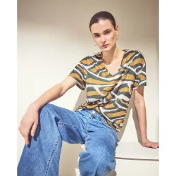 Camiseta lisa de manga corta de mujer