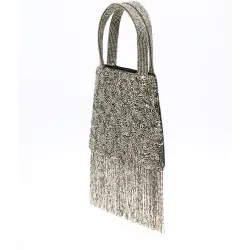 Bolso plano abalorios flecos
