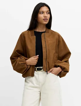 Suedette Bomber Jacket Medium Brown female - French connection - FashionsVida