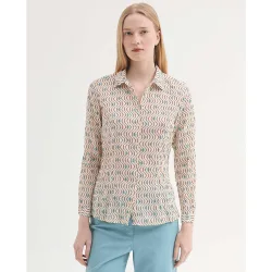 Camisa de mujer 100% algodón con estampado geométrico