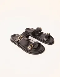 Buckled Strap Sandals - UK 3 (EU 36) / BLACK - female