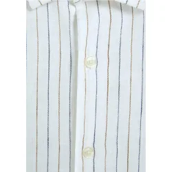 Camisa de lino de hombre slim fit a rayas