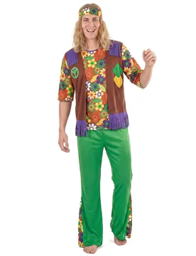 Hippiekostüm für Herren in Grün - male - KARNEVAL-MEGASTORE - FashionsVida