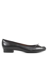 Leather Flat Ballet Pumps Black female