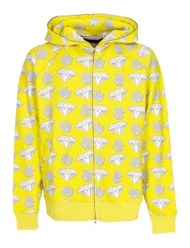 Felpa Leggera Cappuccio Zip Uomo Diamonds & Dollars Zip-through Hooded Yellow - Billionaire Boys Club - FashionsVida