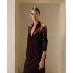 Blusa de manga larga lisa de mujer