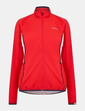 Womens Club Solid Patterned Full Zipper Track Jacket With Logo In Red - Size 8 Uk - Head - FashionsVida
