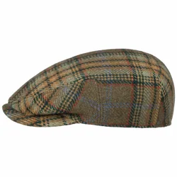 Kent Yorven Check Flat Cap by - olive-mottled - Size: 61 cm