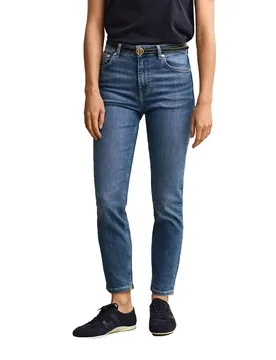 Jean 4100305 Cropped Straight Fit Mid Blue Broken In 32 - Gant - FashionsVida