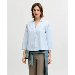 Jack & Jones - Blusa de mujer de popelín con cuello pico