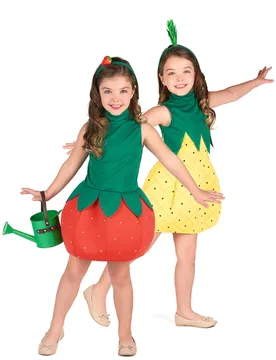 Früchte-Paarkostüm für Kinder Karneval rot-grün-gelb - BCI - FashionsVida