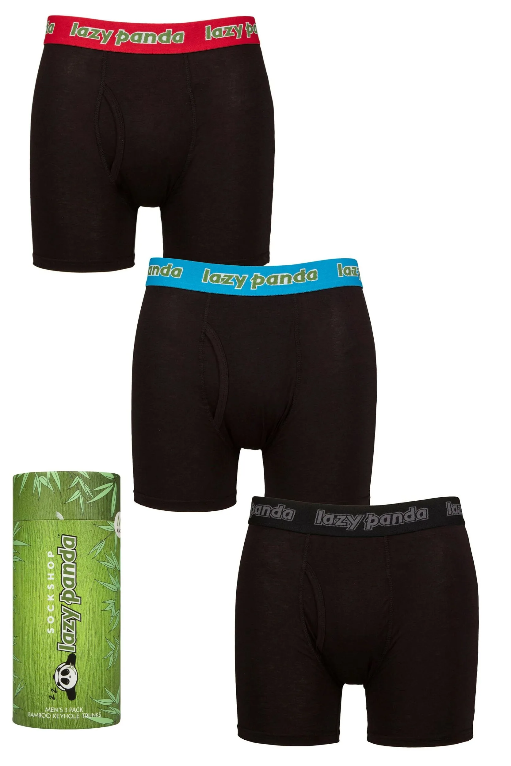 Pack Black / Red / Blue Bamboo Boxer Shorts Men's Medium - - Multi Coloured - Size: Medium - Lazy Panda - FashionsVida