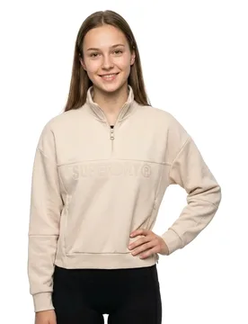 Felpa Con Mezza Zip Active Tech Logo Relaxed Off Grey XS - Superdry - FashionsVida