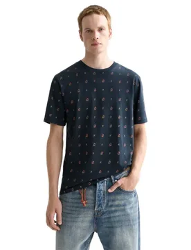 T-shirt à Manches Courtes 183089 Cosmic Sky Ditsy Carbon M - Scotch & Soda - FashionsVida