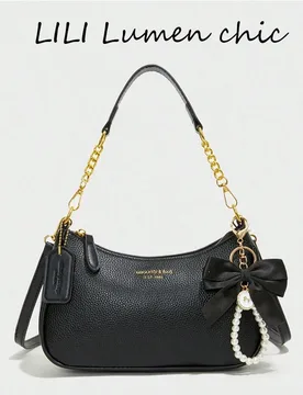 Nuevo bolso de hombro en forma de media luna de unicolor, de diseño clásico y salvaje, con decoración de letras, impermeable y de PU, adecuado para - Shein - FashionsVida