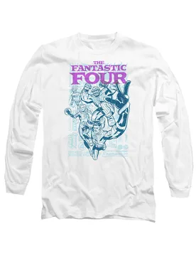 Unisex Fantastic Four Lineart Heroic First Family Long Sleeve T-Shirt, White Size: 2XL - White - Size: 2XL - Marvel - FashionsVida