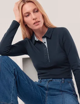 Poloshirt aus Baumwolle, normale Größen, Farbe Blau, 40, vielseitig kombinierbar pflegeleicht Damen - Walbusch - FashionsVida