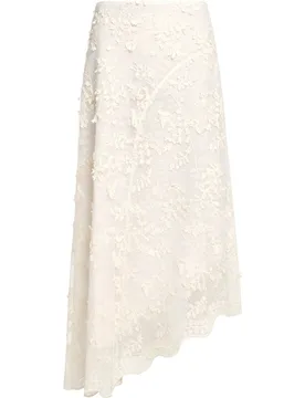 Falda midi con bordado floral y bajo asimétrico - The-Are - FashionsVida