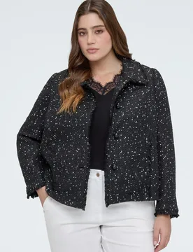 Chaqueta de mujer con lentejuelas y detalles deshilachados - Fiorella Rubino - FashionsVida