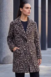 Women's Petite Animal Boucle Coat in Brown Size: 8 - Brown - Size: 8